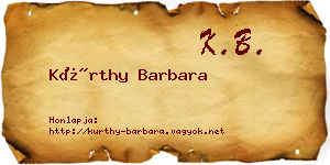 Kürthy Barbara névjegykártya